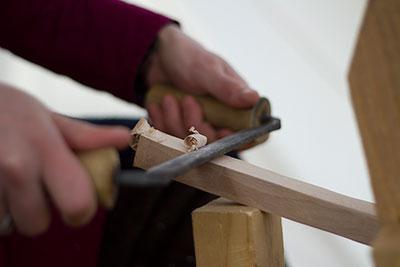 Detailfoto van het werken met een haalmes